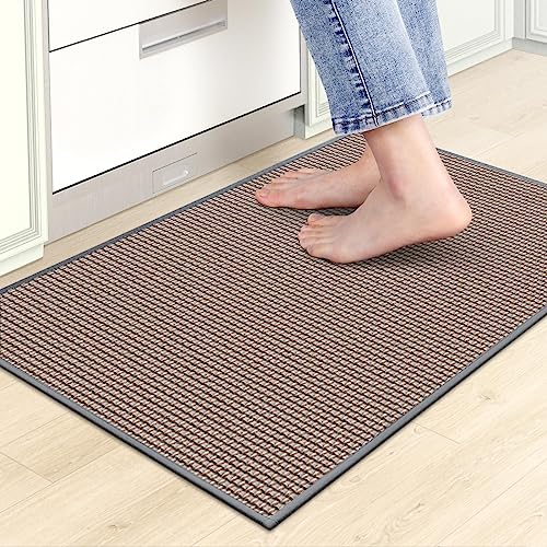 SoftDuo Kitchen Mats for Floor Kitchen Rugs Nonskid Washable Absorbent Kitchen Runner Rug for in Front of Sink Entryway Rubber Backing Indoor Door Mat Farmhouse Style Standing Mat 173x28 Grey - Image 1