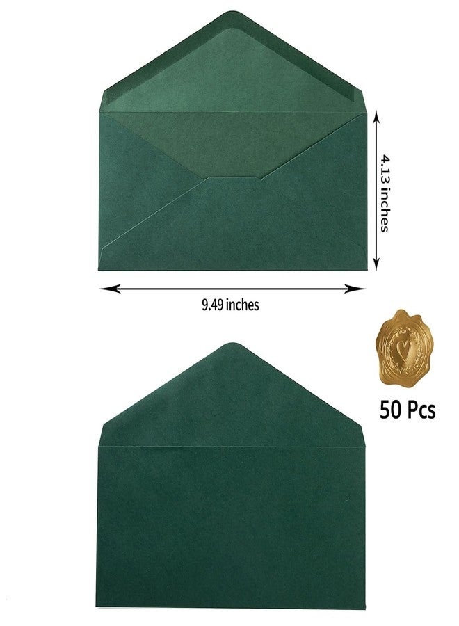 Wishop 50 Pack #10 Business Envelopes Standard V Flap Invoices Envelopes for Office Checks, Business Letterhead, Letter Mailing 4.13 x 9.49 Inches (Dark Green) - Image 2