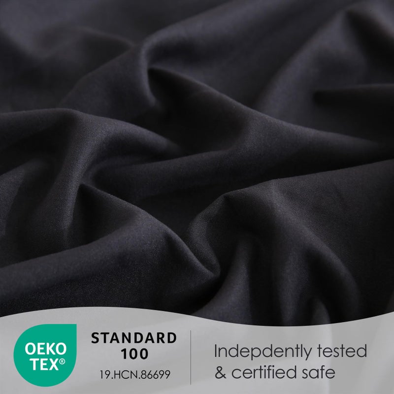 JSD Black Queen Sheet Set with Side Pocket Corner Straps, 4 Piece Soft Microfiber Bed Sheets Extra Deep Pocket - Image 4