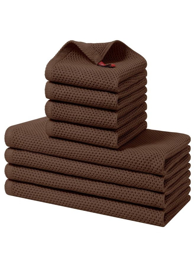 Homaxy 100% Cotton Kitchen Towels and Dishcloths Set, 12 x 12 Inches and 13 x 28 Inches, Set of 8 Bulk Kitchen Towels Set, Ultra Soft Absorbent Dish Cloths for Washing Dishes, Coffee - Image 1