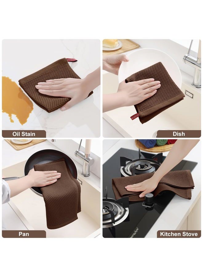 Homaxy 100% Cotton Kitchen Towels and Dishcloths Set, 12 x 12 Inches and 13 x 28 Inches, Set of 8 Bulk Kitchen Towels Set, Ultra Soft Absorbent Dish Cloths for Washing Dishes, Coffee - Image 5