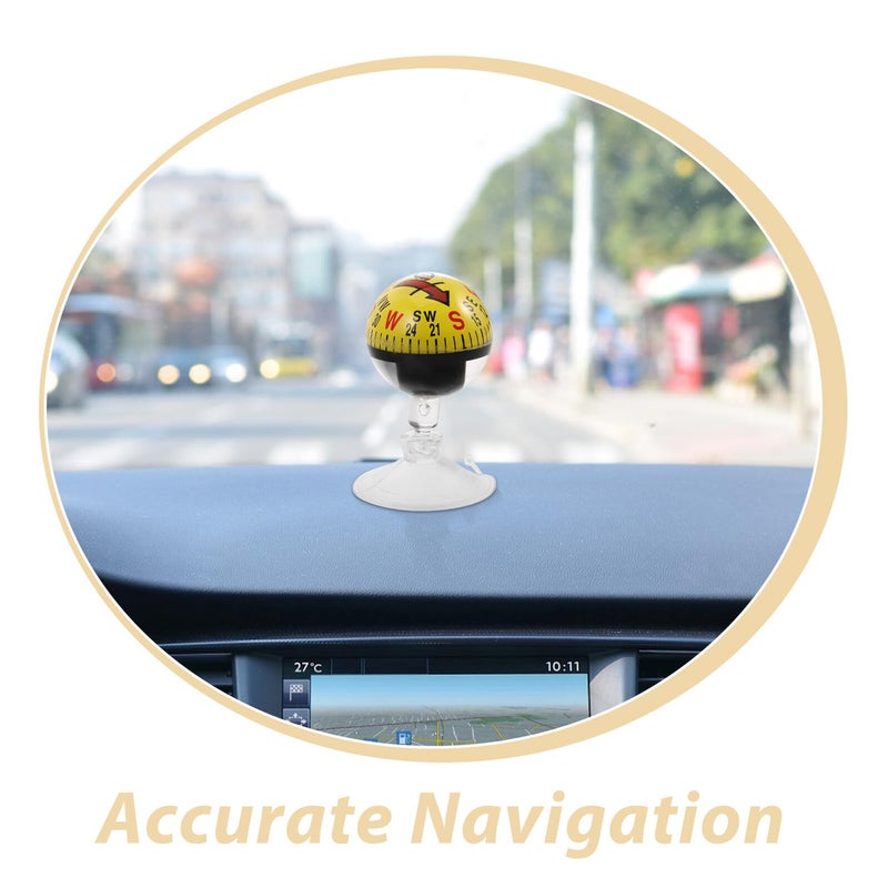 Yellow Car Dashboard Compass with Suction Cup 38mm Plastic for Vehicle and Outdoor Navigation - Image 4