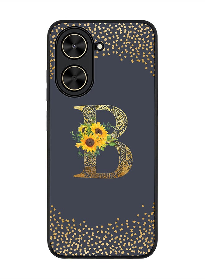 Stylizedd For Xiaomi Poco C71 / Redmi A5 4G Case,Slim fit Camera Protection, Shockproof Thin Phone cover  - Custom Floral Monogram - B  (Grey )