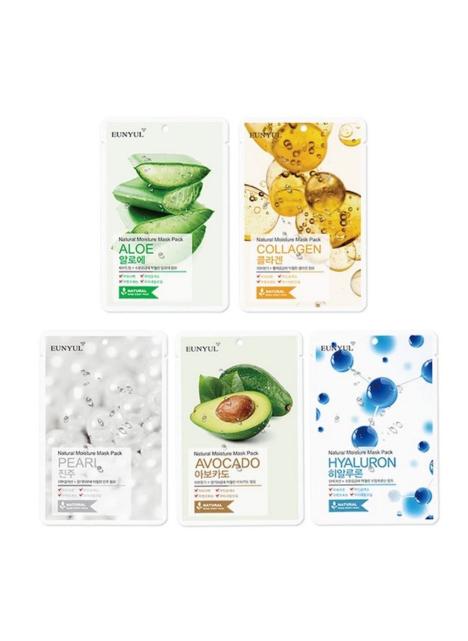 Eunyul EUNYUL [PACK OF 50] Natural Sheet Mask Pack 5 types x 10 set/Aloe, Collagen, Pearl, Hyaluron, Avocado  - Image 2