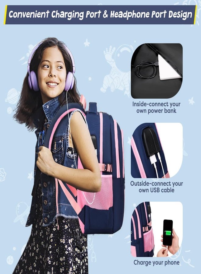 ACESAK Backpack for Girls - Girls Backpack Schoolbag for Girls Kids Children Teens Elementary Middle School Bags, Waterproof Lightweight Kids Bookbag Backpacks Casual Daypack with Lunch Bag Set - Image 4