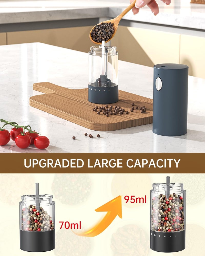 CircleJoy Electric Salt and Pepper Grinder Set Automatic Salt and Pepper Grinder Set with Easy-to-Carry Charging Base and LED Light, Adjustable Coarseness, USB Rechargeable, Washable Container, Blue - Image 5