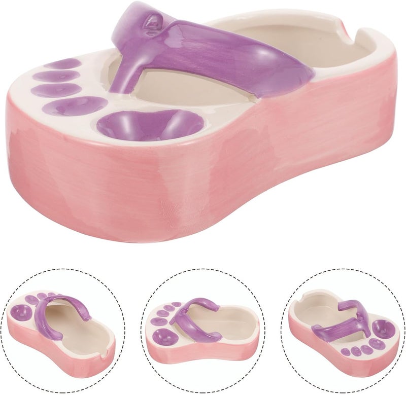 Ceramic Slipper Ashtray Cute Decorative Ash Container Tabletop Cigarette Butt Holder Purple Home Living Room Desk Accessory - Image 3