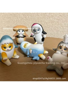 Generic Cute Elephant Slide Cat Box Egg Hamburger Sandwich Cat Fried Shrimp Cat Mini Food Play Ornaments Toy Doll-color:Fourth Generation Boxed  - Image 1