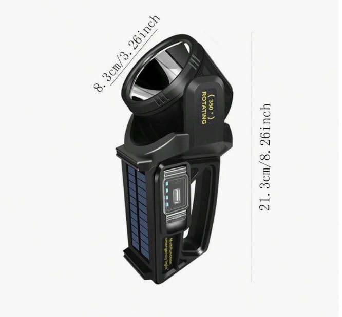 Earwig Earwig Rechargeable Spotlight Flashlight 1000000 Lumens Rechargeable Power Bank LED Flashlights with 9 Modes 350 Rotate Solar Spot Lights Outdoor Handheld IPX6 Waterproof EW05  - Image 3