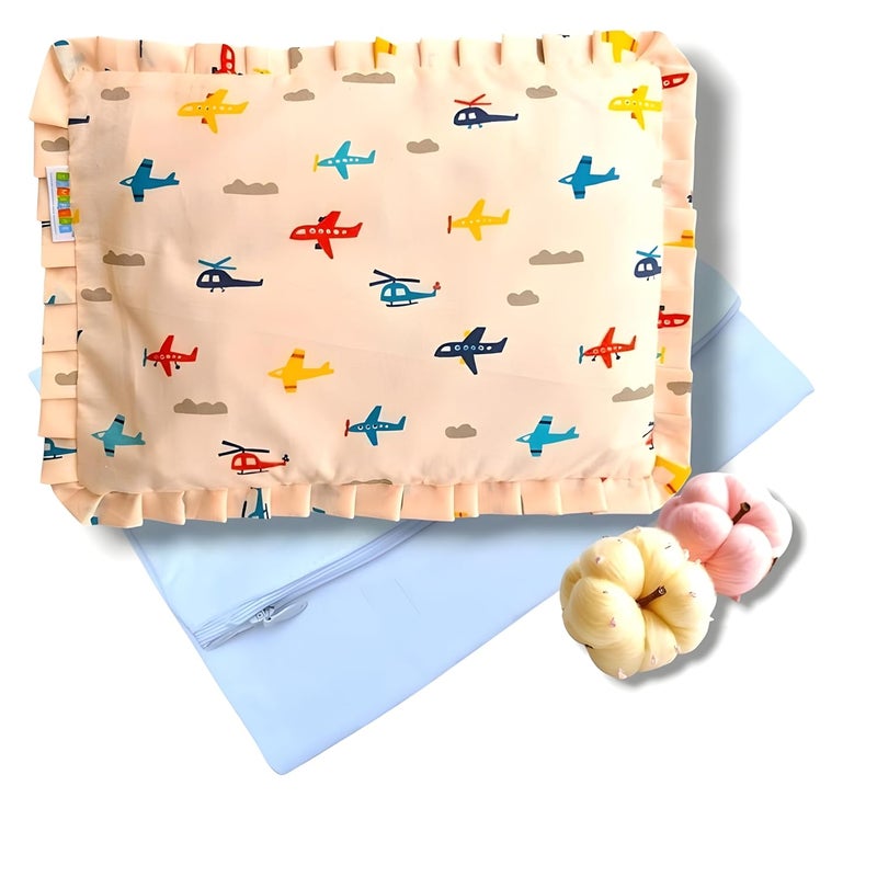 SAMSPIRE 100% Organic Cotton Mustard Seed Rai Pillow Cover, Both Inner and Outer Cover, Only Pillow Cover for Newborn Baby of 0 to 1.5 Years(Peach-AIRO-Mustard-COV) - Image 2