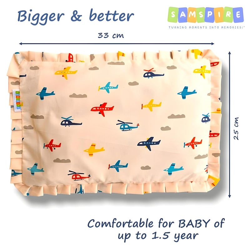 SAMSPIRE 100% Organic Cotton Mustard Seed Rai Pillow Cover, Both Inner and Outer Cover, Only Pillow Cover for Newborn Baby of 0 to 1.5 Years(Peach-AIRO-Mustard-COV) - Image 4