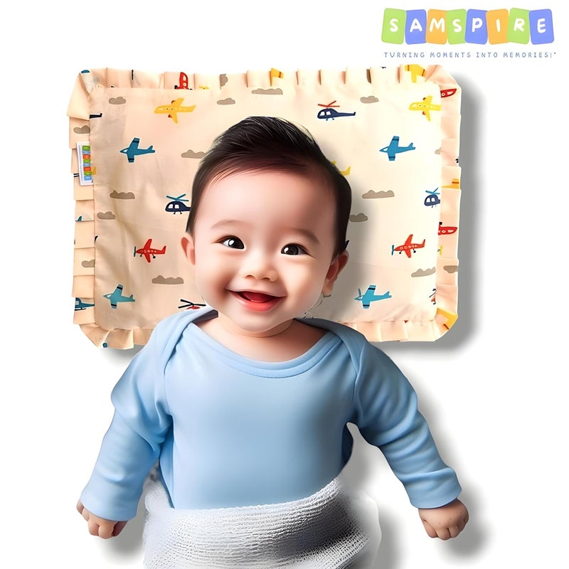 SAMSPIRE 100% Organic Cotton Mustard Seed Rai Pillow Cover, Both Inner and Outer Cover, Only Pillow Cover for Newborn Baby of 0 to 1.5 Years(Peach-AIRO-Mustard-COV) - Image 5