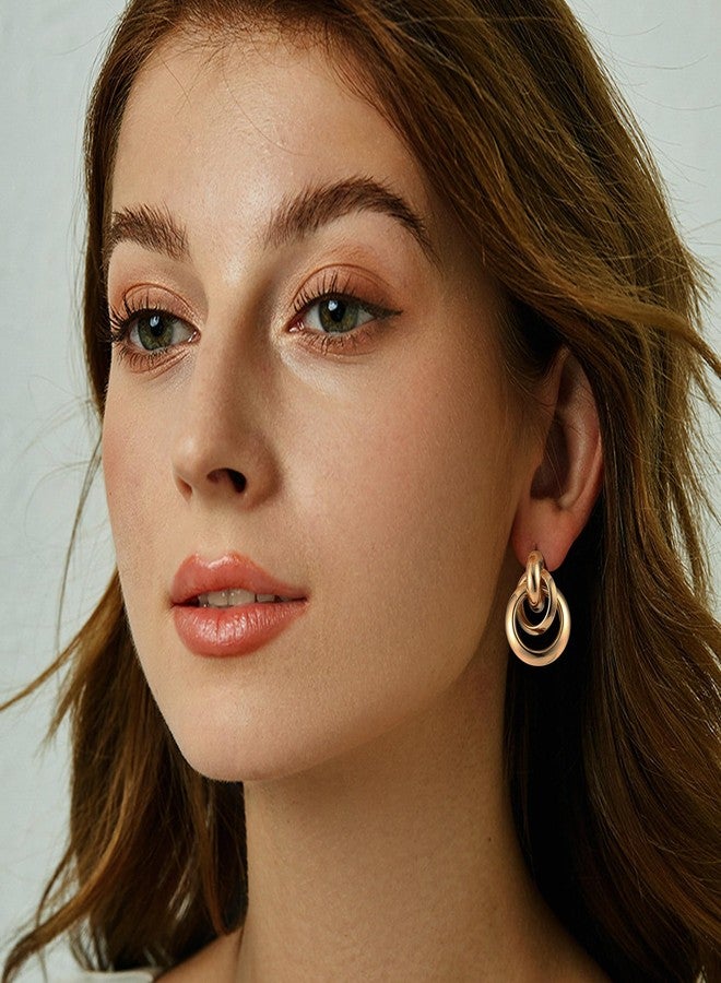 ORAZIO 4Pairs Clip On Earrings for Women Gold Silver Clip On Hoop Earrings Chunky Teardrop Clip Earrings Twist Round Clip On Stud Earrings No Piercing Fake Earrings Set,Gold - Image 5