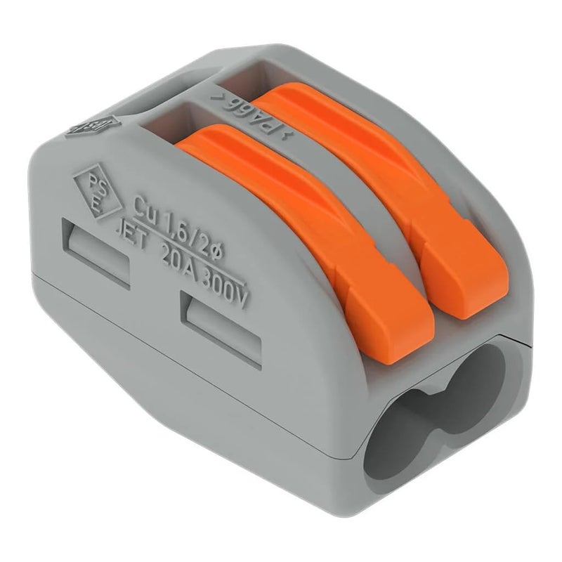 Wago 222-412 LEVER-NUTS 2 Conductor Compact Connectors 100 PK - Image 1