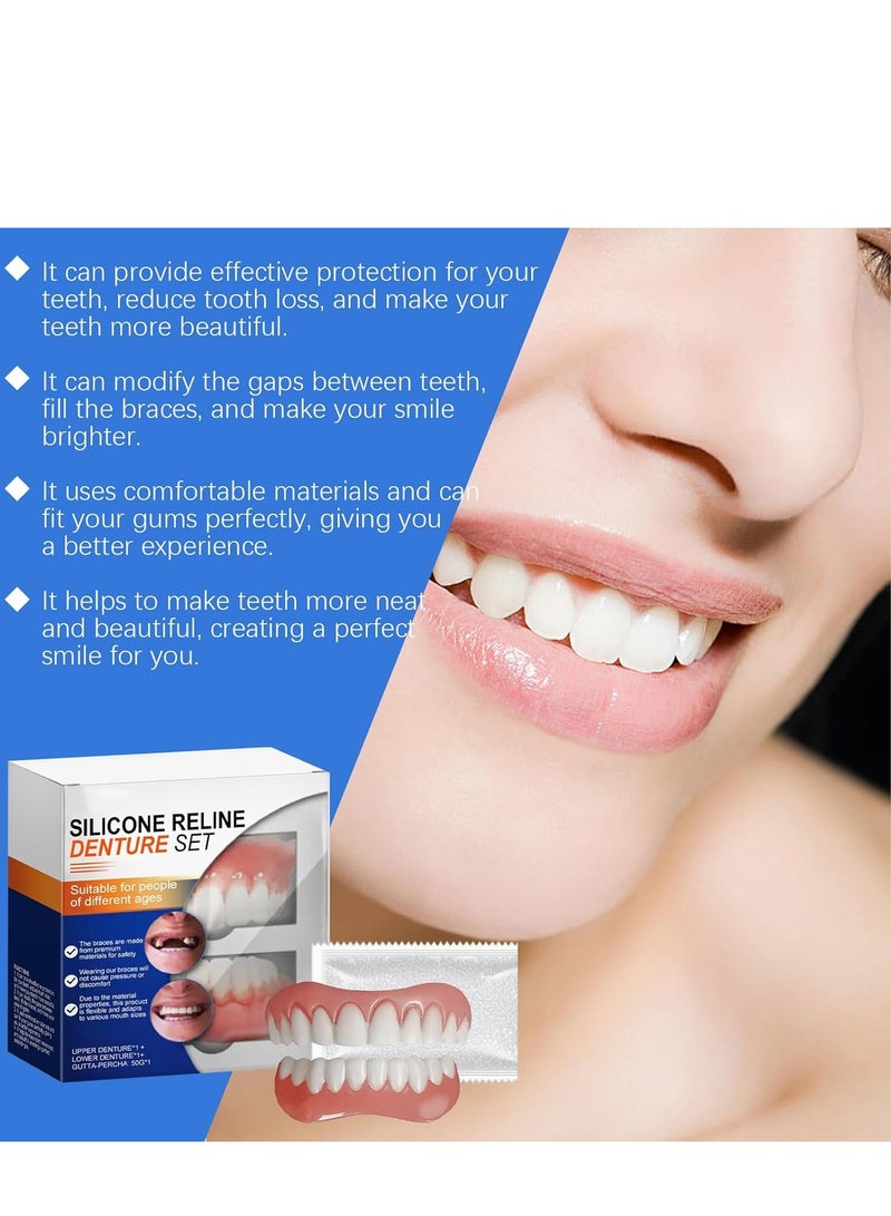 Silicone Reline Denture Set, Denture Silicone Reline Kit for Dentures, Soft Denture Reline Kit for Men and Women, Unisex Denture Reline Kit is Suitable for securing Upper and Lower dentures (1Pcs) - Image 3