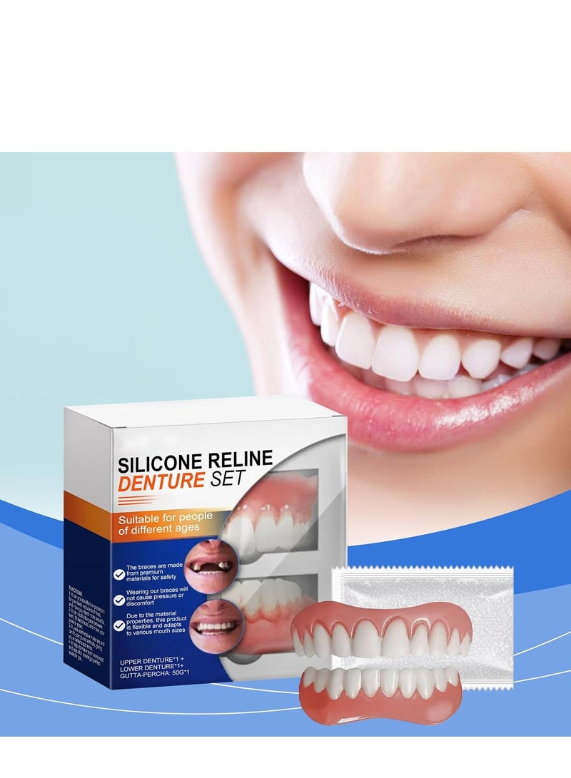 Silicone Reline Denture Set, Denture Silicone Reline Kit for Dentures, Soft Denture Reline Kit for Men and Women, Unisex Denture Reline Kit is Suitable for securing Upper and Lower dentures (1Pcs) - Image 2