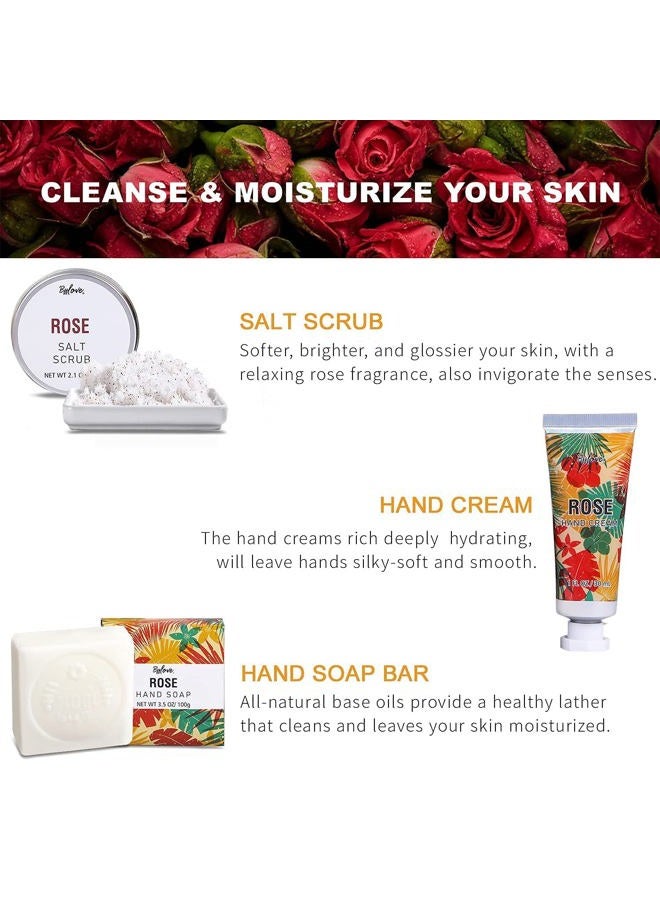 Generic Spa Gifts for Women, Gift Set, Self Care Kit, Birthday Gifts, 5pc Rose Bath Sets Include Massage Oil, Bath Bomb, Salt Scrub, Soap, Hand Cream, Christmas Gifts for Mom  - Image 3