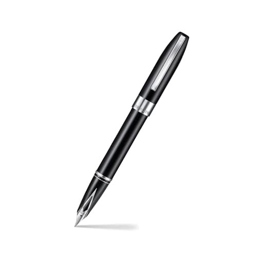 SHEAFFER قلم حبر شيفر ليجاسي 9064 أسود لامع مع رأس قلم متوسط مزين بالبلاديوم مع حقيبة قلم - Image 1