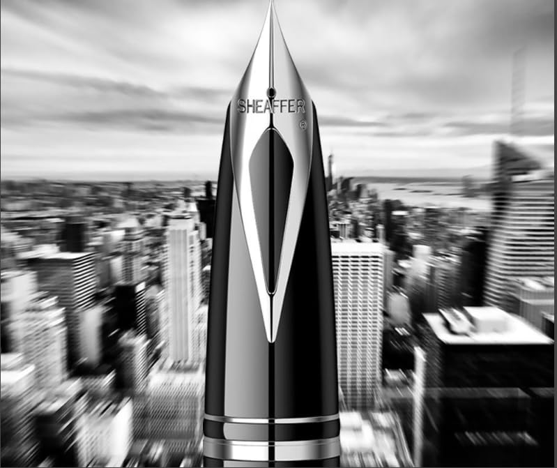 SHEAFFER قلم حبر شيفر ليجاسي 9064 أسود لامع مع رأس قلم متوسط مزين بالبلاديوم مع حقيبة قلم - Image 2