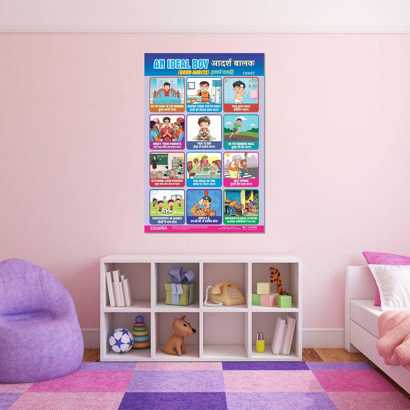 ESCAPER An Ideal Boy Educational Charts (11.5 x 17.5 inches), 300 GSM Paper, Laminated, Self Adhesive Back, Kids Learning Posters, Perfect For Home Schooling, Nursery Students - Image 5