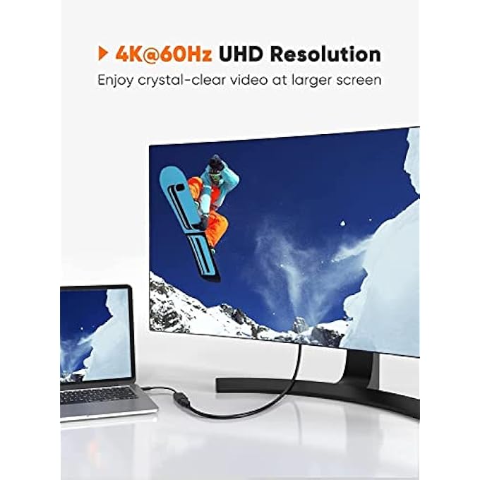 rayihni USB C TO DISPLAYPORT ADAPTER 8K@60HZ/4K@144HZ, USB TYPE C TO DP 1.4 CABLE ADAPTER [THUNDERBOLT 3/4 COMPATIBLE] FOR VALVE INDEX, MAC MINI 2018, MACBOOK PRO/AIR 2020, XPS (1G-USBC2DP-2) - Image 3