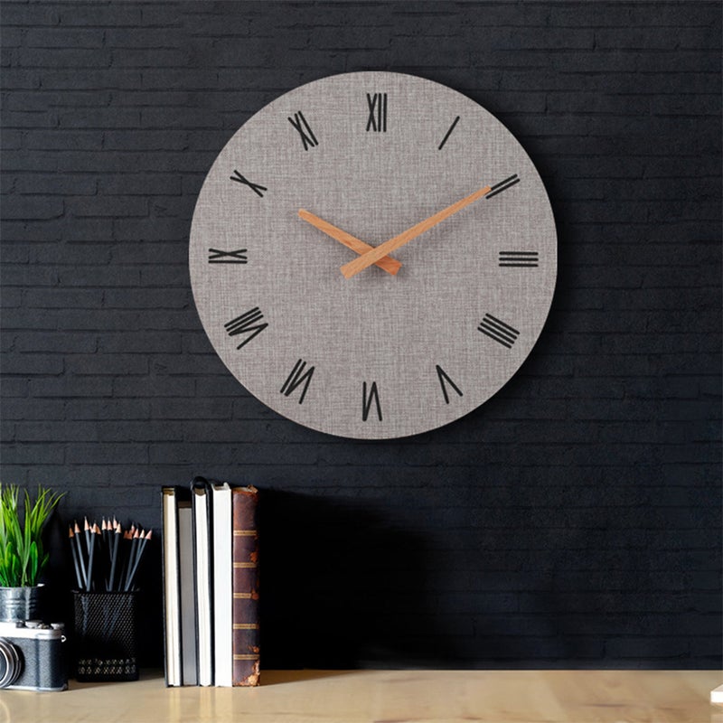 2 pcs 12 Inches Pitted Hanging Clock Vintage Roman Clock Simple Decorative Wall Clock Casual Time Display Clock for Dorm Living Room Bedroom Dining Room Without Battery (Grey) - Image 2