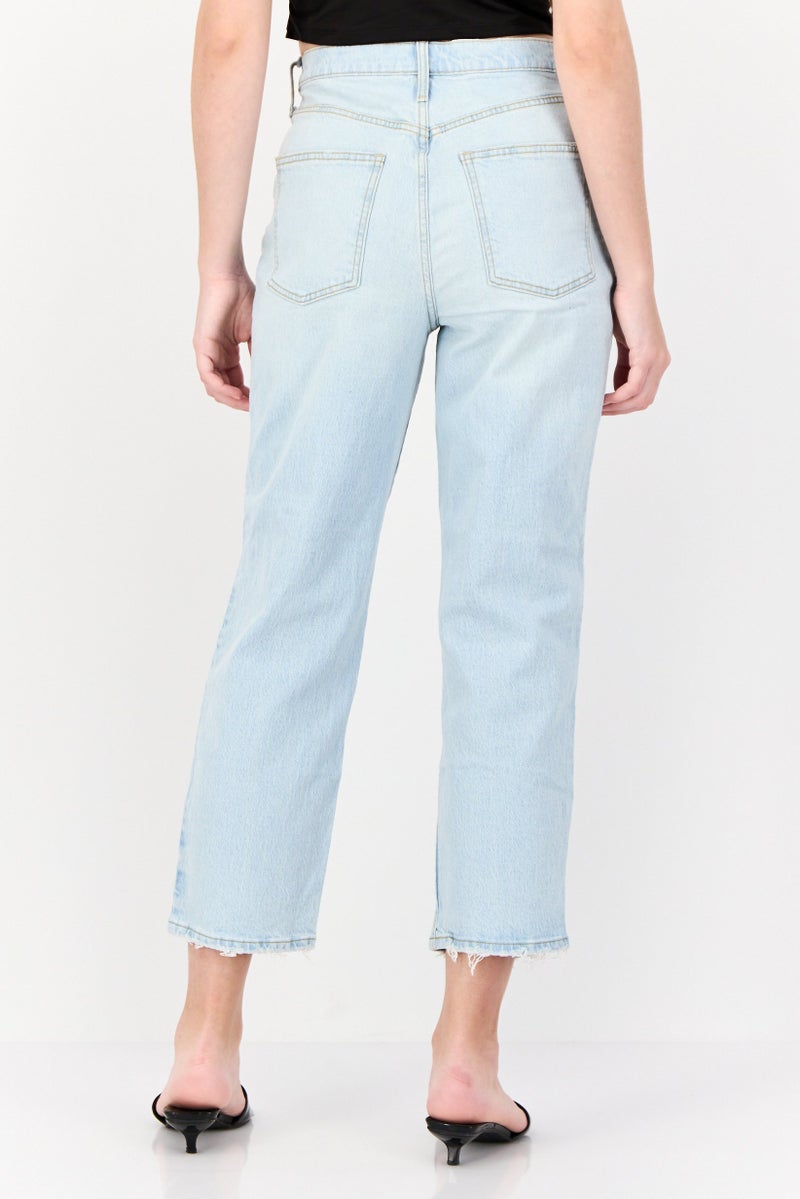 Universal Thread جينز دنيم ممزق قابل للتمدد للنساء، أزرق فاتح - Image 3