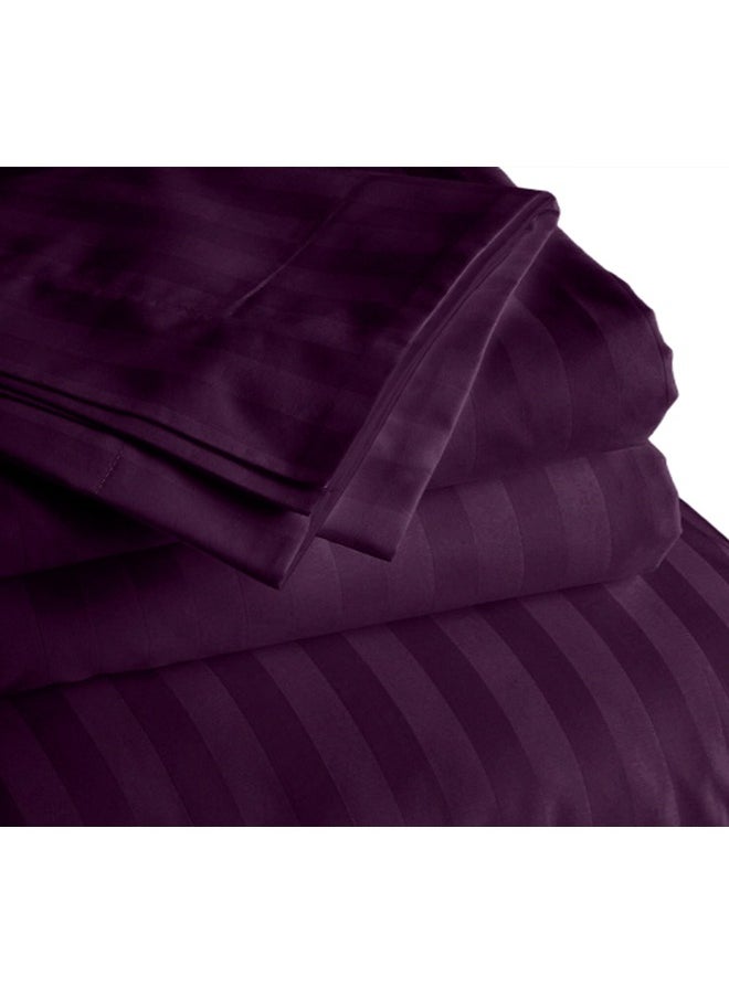 snooze - Snooze Striped Flat Bed Sheet set 3pcs, Bed sheet 220*235 cm+ 2Free Pillowcases, Purple - Image 1