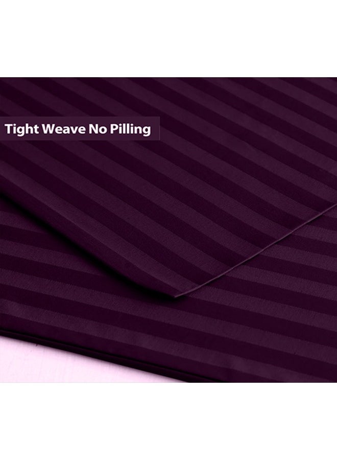 snooze - Snooze Striped Flat Bed Sheet set 3pcs, Bed sheet 220*235 cm+ 2Free Pillowcases, Purple - Image 1