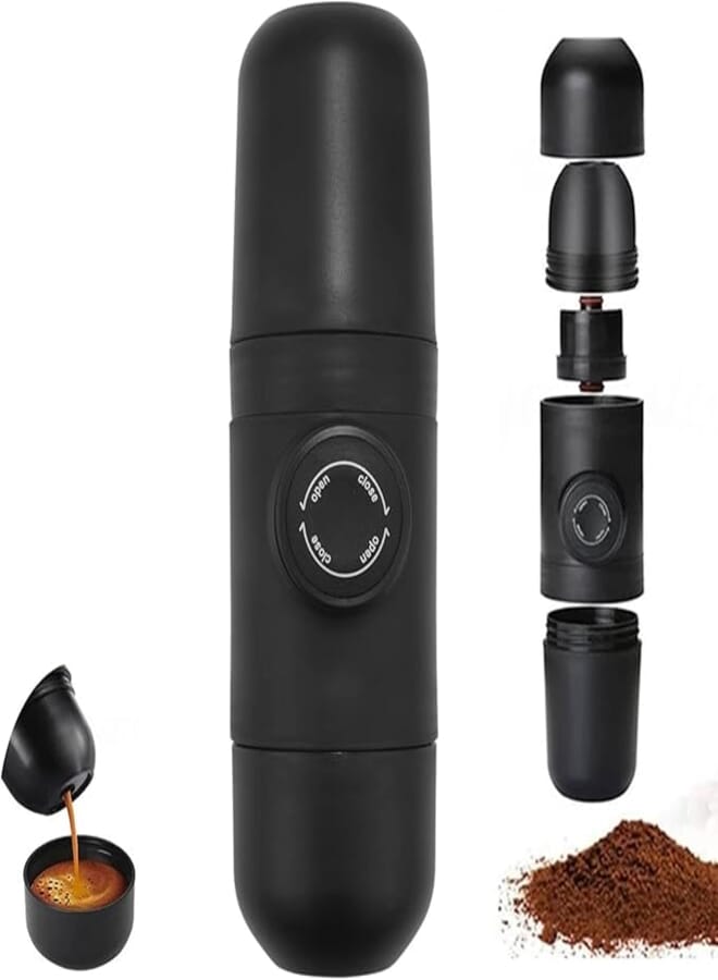 Spaceshoop Laiaouay Manual Portable Espresso Machine Outdoor Coffee Maker Push Coffee Cup for Car Travel Camping Hiking