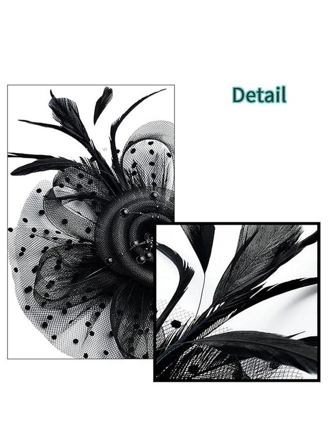 HETVIN Feather Mesh Fascinators Flower Mesh Ribbons Feathers Headwear Prom Cocktail for Women Wedding Hairpin Lady Fascinator Headband Hair Accessories for Wedding (Multicolor) - Image 2