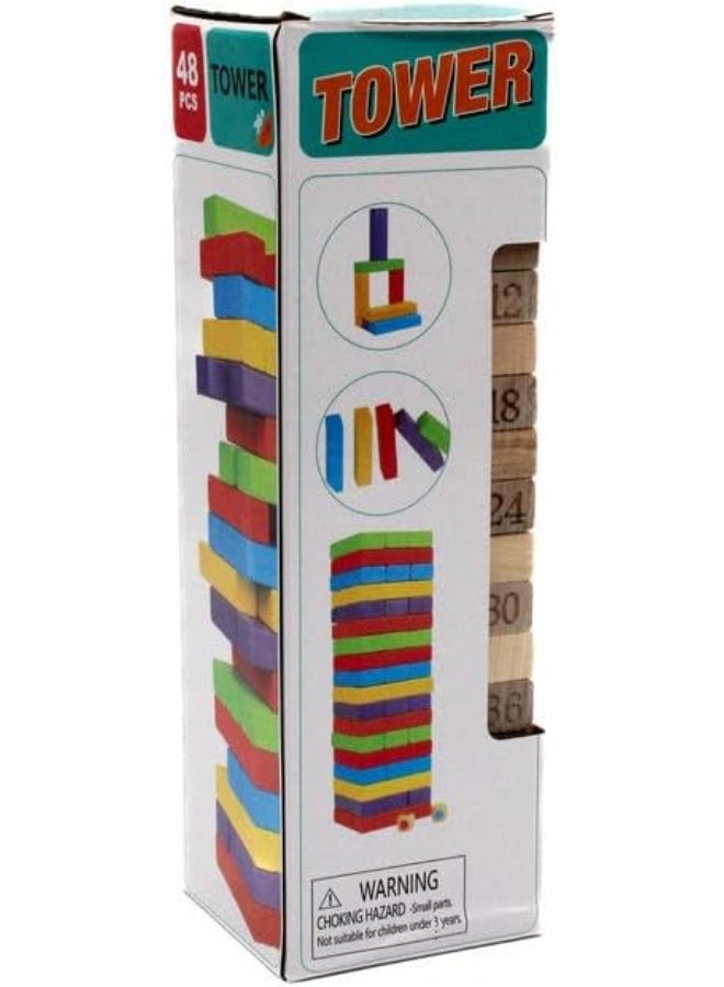 Tower لعبة برج الخشب المكونة من 48 قطعة - Image 1