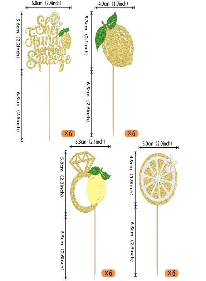 Rsstarxi 24 Pack She Found Her Main Squeeze Cupcake Toppers Diamond Ring Glitter Lemon Cupcake Picks for Bridal Shower Wedding Engagement Bachelorette Party Cake Decorations - Image 2