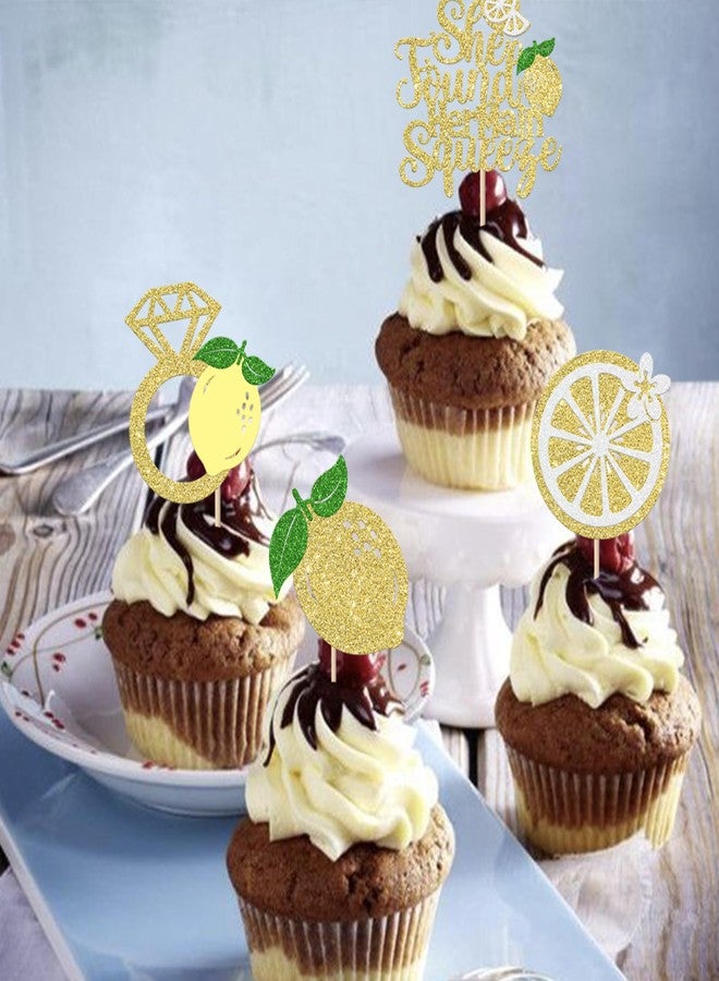 Rsstarxi 24 Pack She Found Her Main Squeeze Cupcake Toppers Diamond Ring Glitter Lemon Cupcake Picks for Bridal Shower Wedding Engagement Bachelorette Party Cake Decorations - Image 4