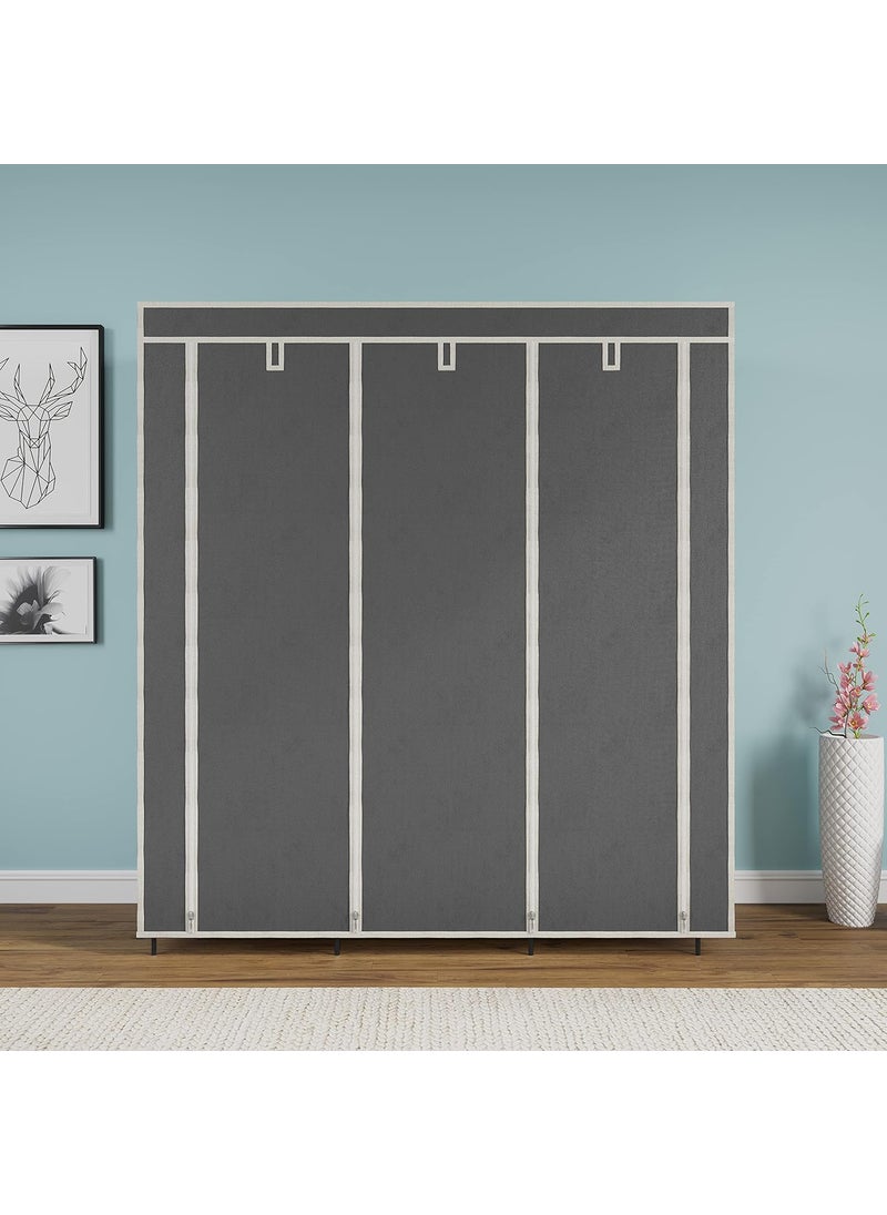 Whitecloud TRANSFORMING HOMES Whitecloud TRANSFORMING HOMES 12 Shelves Collapsible Foldable Wardrobe Storage Organizer Shelves for Clothes Racks Fabric Almirah Non Rustable Iron 88250 Grey  - Image 3