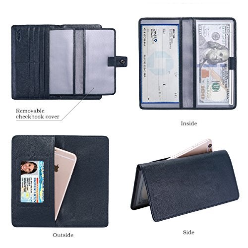 Itslife Womens Wallet,Large Capacity RFID Blocking Leather Wallets Credit Cards Organizer Ladies Wallet with Checkbook Holder,Deep Blue - Image 3