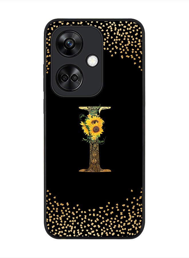 Stylizedd Rugged Black Edge case for OnePlus Nord CE3 / Oppo K11, Slim fit Flexible   Custom Monogram Initial Letter Mandala Floral Pattern Alphabet- I (Black) - Image 1