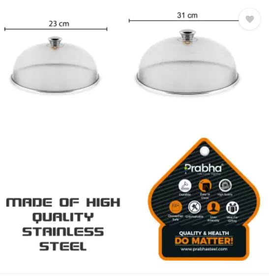 Prabha Stainless Steel Dish Cover - 23cm & 28 CM(Combo)| Keep Your Food Fresh and Stylish |Ideal for Home & Kitchen,Flies Mosquitoes Insect Proof Dining Tables Covers Fruits,Cake,Vegetable,RiceCover. - Image 2