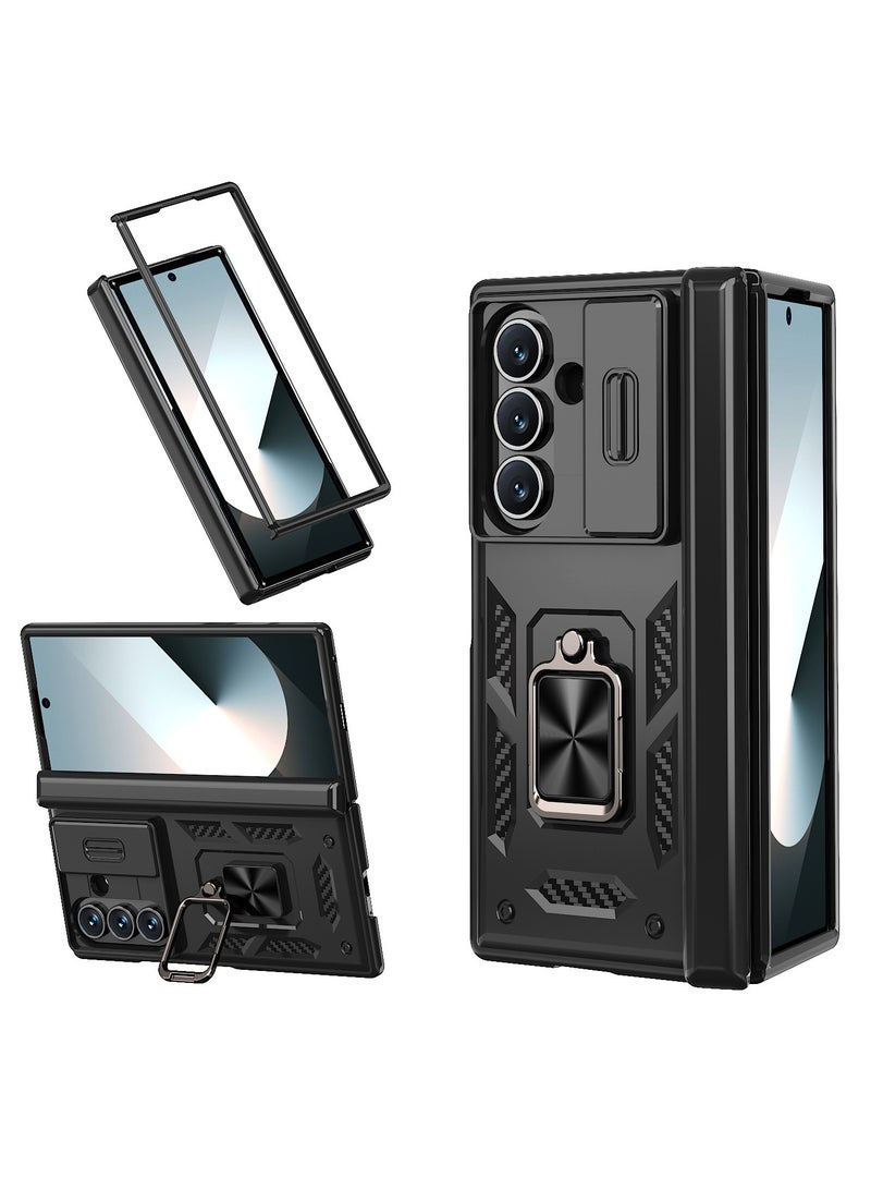 General Heavy Duty Protective Case for Samsung Galaxy Z Fold 7 (2025) with Slidable Camera Lens Cover, Hinge Protection, 360° Ring Magnetic Kickstand, Shockproof, Plastic Rubber  - Image 1