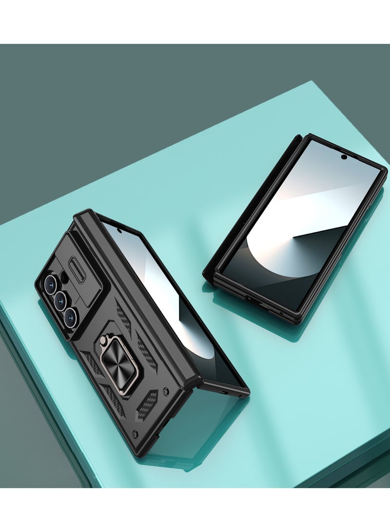 General Heavy Duty Protective Case for Samsung Galaxy Z Fold 7 (2025) with Slidable Camera Lens Cover, Hinge Protection, 360° Ring Magnetic Kickstand, Shockproof, Plastic Rubber  - Image 3