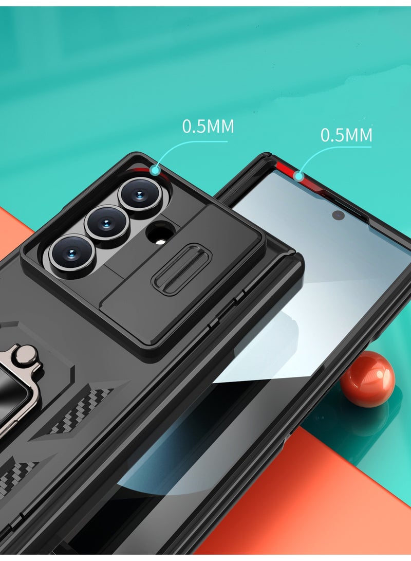 General Heavy Duty Protective Case for Samsung Galaxy Z Fold 7 (2025) with Slidable Camera Lens Cover, Hinge Protection, 360° Ring Magnetic Kickstand, Shockproof, Plastic Rubber  - Image 4