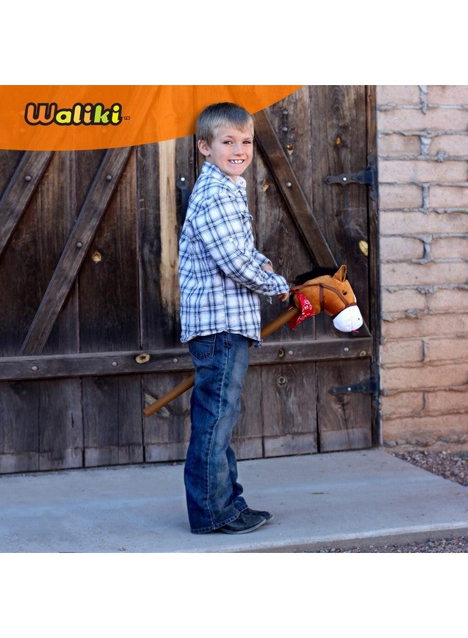 WALIKI WALIKI Toys Stick Horse (Plush, for Kids and Toddlers) Gift for 2 + Year Old boy Birthday (Brown) - Image 4