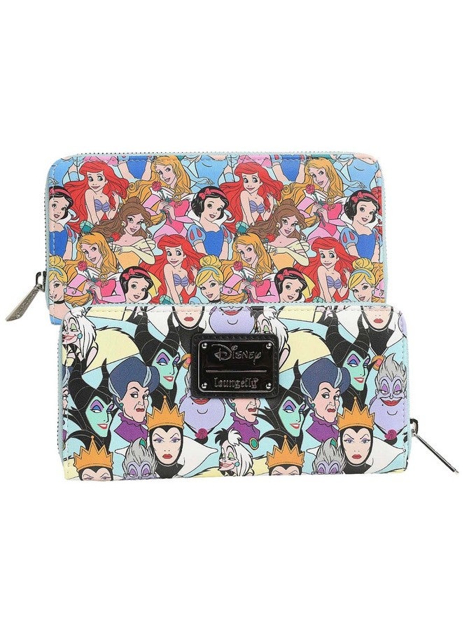 Loungefly Disney Princess And Villains Wallet Zip Around Clutch Faux Leather - Image 1