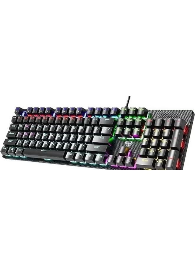 Mechanical Wired Gaming Keyboard – Rainbow LED Backlight, Num Lock Key, 4 Lighting Modes, High-Performance Keyboard for PC and Laptop - Image 1