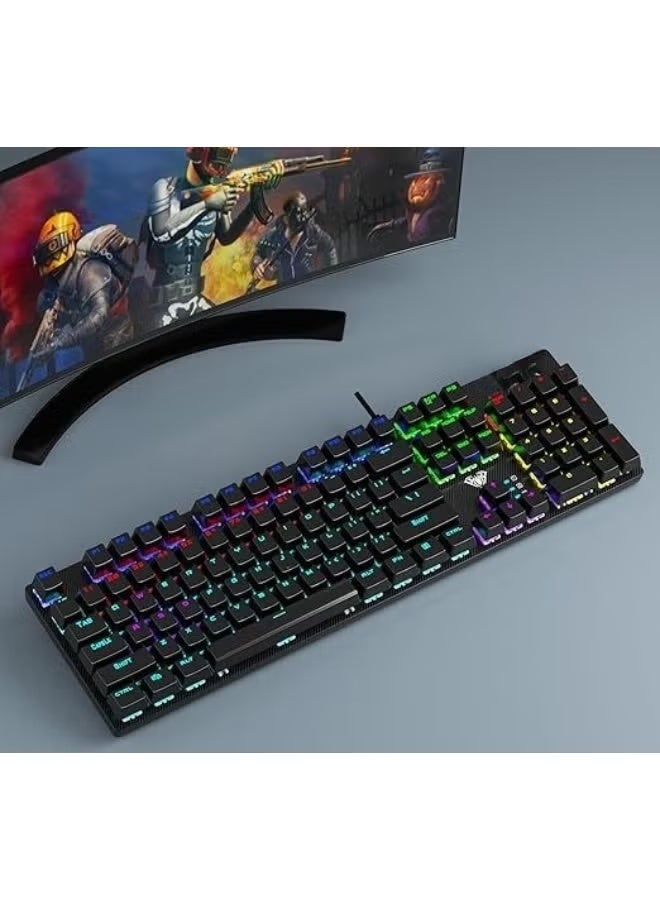 Mechanical Wired Gaming Keyboard – Rainbow LED Backlight, Num Lock Key, 4 Lighting Modes, High-Performance Keyboard for PC and Laptop - Image 3