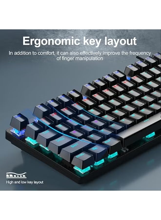 Mechanical Wired Gaming Keyboard – Rainbow LED Backlight, Num Lock Key, 4 Lighting Modes, High-Performance Keyboard for PC and Laptop - Image 2