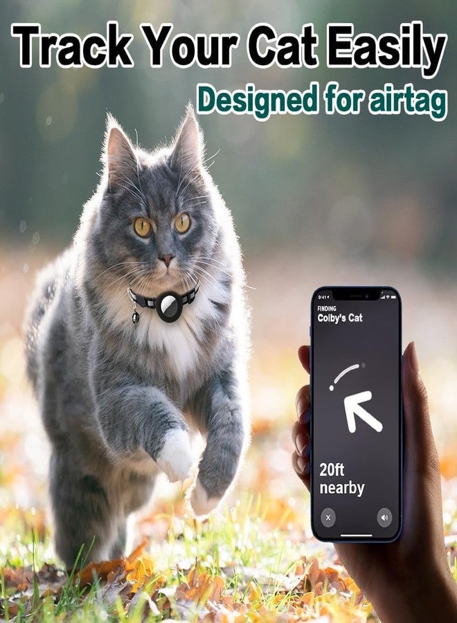 Hodaqe Cat Collar Compatible with AirTag, Adjustable Nylon Pet Collar with Silicone AirTag Holder Case, Anti-Lost Tracking Collar for Cats - Image 2