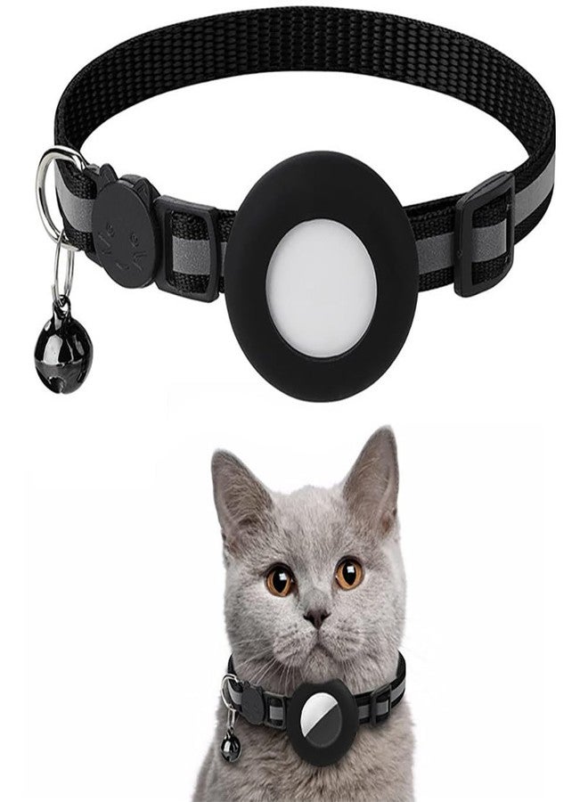 Hodaqe Cat Collar Compatible with AirTag, Adjustable Nylon Pet Collar with Silicone AirTag Holder Case, Anti-Lost Tracking Collar for Cats - Image 1