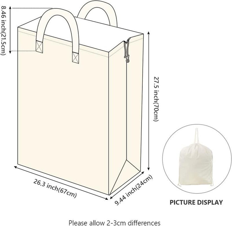 Metsi Canvas laundry bags for clothes with Carrying Handles Drawstring Closure Machinewashable Laundry Lining Bags for Laundry Hamper or Baskets Pack of 5 - Image 2