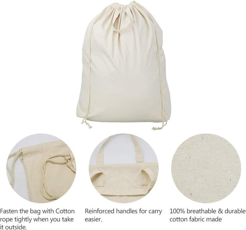 Metsi Canvas laundry bags for clothes with Carrying Handles Drawstring Closure Machinewashable Laundry Lining Bags for Laundry Hamper or Baskets Pack of 5 - Image 3